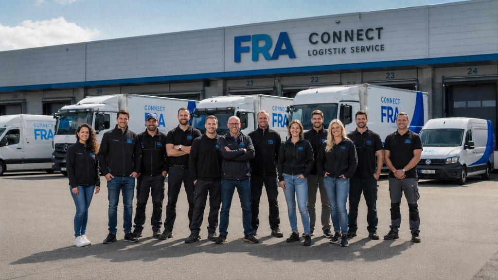FRA Connect team in front of the logistics hub at Cargo City South